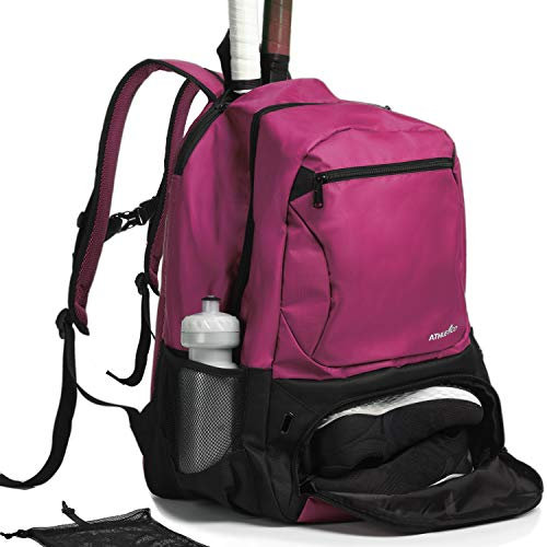 Athletico Premier Tennisrucksack - Tennistasche für 2 Schläger im gepolsterten Fach | Separates belüftetes Schuhfach | Tennistaschen für Männer oder Frauen (Pink)
