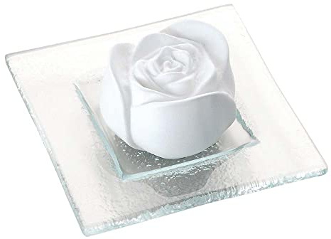 Primavera Aroma Duftstein Rosenblüte 2 STK - Keramik, Glasteller - Duftträger für ätherische Öle und Duftmischungen - Raumduft, Diffusor - Aromatherapie