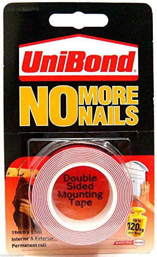 2X No More Nails Double Sided Tape Uni Bond Mounting Tape 19mm x 1.5m New