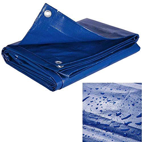 DOBO Telo Antipioggia Protettivo con Occhielli Blu Multiuso 3 4 6 10 Metri in PVC telone di Protezione per Barche Veicoli Campeggio Varie Misure Impermeabile (80g 4x6 Metri - 80g 4x6 Metri)