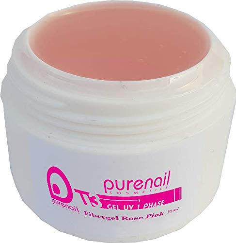 Gel UV 1 phase FIBERGEL T3 Rose 30 ml, Purenail,Base+construction+Finition Manucure, Modelage facile Faux Ongles Capsules et chablon nail, Qualité Professionnel Séchage Lampe Uv ou Led