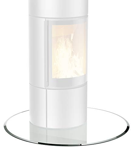 BIJON Glasplatte Kreis für Kaminofen mit Dichtlippe, Glasbodenplatte - Funkenschutzplatte Glas mit Facettenschliff, Kamin Hitzeschutz, ESG Sicherheitsglas Ø 60 cm x 6mm