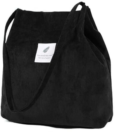ZhengYue Handtasche Umhängetasche Damen Groß Cord Tasche Damen Handtasche Shopper Damen für Uni Arbeit Mädchen Schule Schwarz