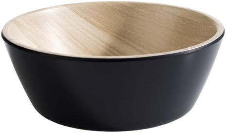 APS 84606 Schale FRIDA, Ø 12,5 cm, Höhe 4,5 cm, Melamin, schwarz/Holzoptik