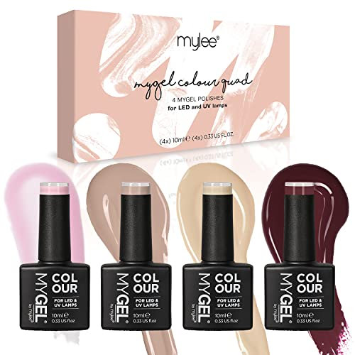MyGel von MYLEE Neutrals Gel-Nagellack Set 4x10ml UV/LED Nail Art Maniküre Pediküre für den Professionellen Einsatz im Wohnzimmer und zu Hause - Langlebig und Einfach Anzuwenden