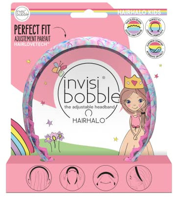 Invisibobble Kids Hairhalo Haarreif Rosa I 1x verstellbarer bunter Haarreifen Mädchen, weich, haarschonend und bequem I das Original designed im Herzen Münchens