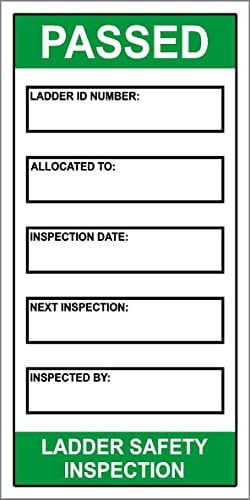 Ladder safety inspection self adhesive vinyl stickers - 100mm x 50mm (250)
