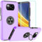 Eingebetteter Ständer für Xiaomi Poco X3 Pro Hülle, (Unzerstörbare Militärische Stoßfestigkeit) Kratzfeste Handyhülle Harte PC Matte Back und TPU Bumper Case Hülle für Poco X3 Pro/Poco X3 NFC Violett