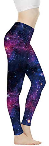 Biyejit Pantaloni da yoga da donna a vita alta, leggings da allenamento da donna, Galaxy Stars Pattern, XXL
