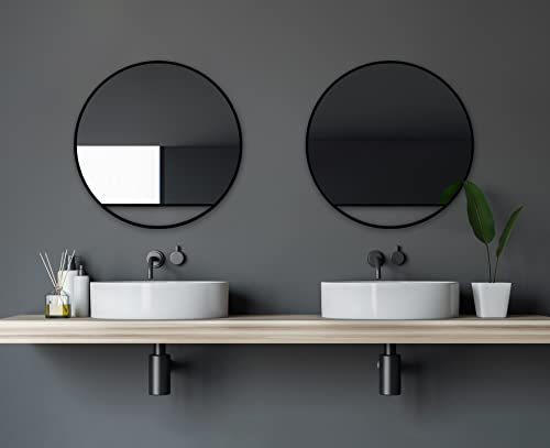 Talos Black Hole Spiegel rund Ø 60 cm – Runder Wandspiegel in matt schwarz – Badspiegel mit hochwertigem Aluminiumrahmen – Badezimmerspiegel mit trendigem Design für modernes Zuhause und Badezimmer