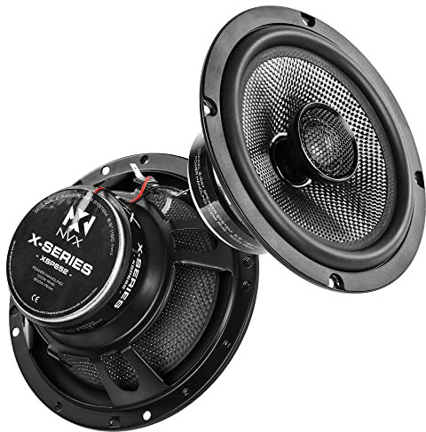 NVX® XSP652 6.5 Car Speakers, 600W Max, 200W RMS, 2-Way 6-1/2 inch Coaxial w/ 1 Silk Dome Tweeters & Built-in X-Overs, Easy to Install in Cars/Trucks/Doors (Pair)