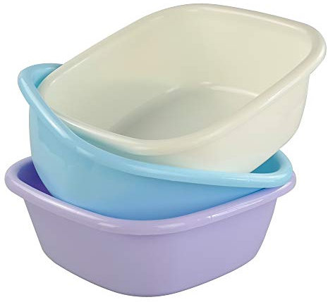 Yuright 8 L Plastic Washing Up Bowl, 3 Packs Small Square Mixing Bowl, F