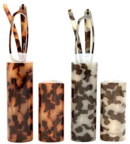 MIYUI JAPAN 2 Pack Blue Light Blocking Slim Reading Glasses Small Tube Readers Lightweight Portable Reading Glasses Men Women 1.5