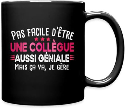 Spreadshirt Pas Facile D'Être Une Collègue Aussi Géniale Cadeau Collègue En Or Tasse Mug, taille unique, noir