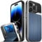 VENA vCommute Wallet Case Compatible with Apple iPhone 14 Pro (6.1-inch), (Military Grade Drop Protection) Flip Leather Cover Card Slot Holder with Kickstand - Blue