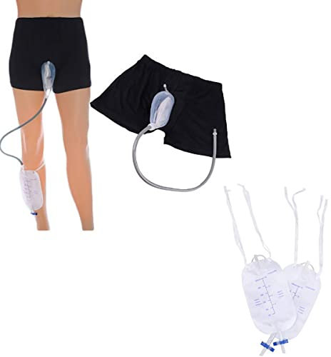Urinbeutel Tragbare Kollektion Urinal Bag Lüften Verhindern Peinliches Für Ältere Menschen Wearable Inkontinenzhose Silikon Urin Trichter Pee Holder Collector Urinalsystem 1,large