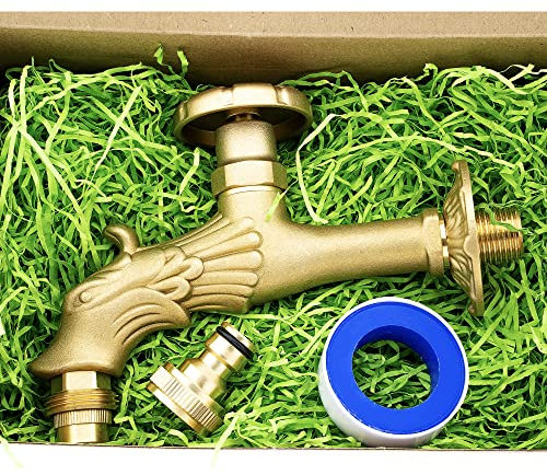 Centén - Robinet décoratif d'extérieur style vintage pour patio, jardin, terrasse, fabriqué en laiton, 1/2 - 3/4 avec accessoire pour raccordement rapide de tuyau