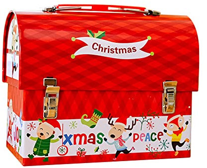 Weihnachtsgeschenkbox aus Weißblech, Weihnachts-Briefkasten Weihnachtsthema Leere Plätzchenschachteln Kleine Weihnachtsdosen für Süßigkeiten Candy Cookie Lagerbehälter Geschenkbox für Kinder