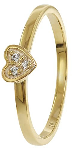 trendor Damenring Gold 333/8K Herz mit Zirkonias wunderschöner Ring aus Echtgold für Frauen, zauberhafte Geschenkidee 41538-54 Ringgröße 54/17,2