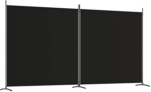 vidaXL Cloison de Séparation 2 Panneaux Séparateur de Pièce Pliable Diviseur Écran d'Intimité Paravent Décoration Salon Noir 348x180 cm Tissu