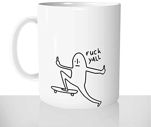 Mug-Cadeau Fuck Yall - Tasse Idée Cadeau Original Skate Doigt D'honneur Humoristique Sport - Anniversaire Noël