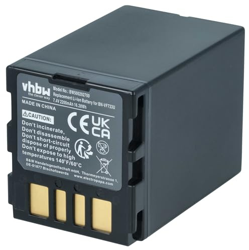 vhbw 1x Akku kompatibel mit JVC GR-D350AH, GR-D345EG, GR-D350, GR-D360, GR-D345E, GR-D350AG Videokamera Camcorder (2200 mAh, 7,4 V, Li-Ion)