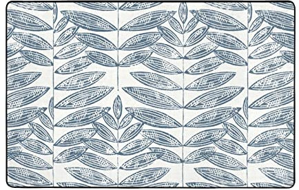 ALLOCS Blaue Flora Area Teppiche Rutschfester Teppich Moderner Teppich für Wohnzimmer, Esszimmer, Schlafzimmer - Großer Teppich 150x100 cm