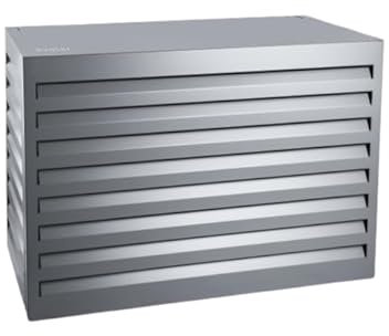 EVOLAR Evo-Cover Abdeckung/Verkleidung für Klimaanlage und Wärmepumpe für Außengerät Garten Balkon – Schutzgitter/Sichtschutz aus Aluminium mit Lamellen – Modell: SMALL, Farbe: ANTHRAZIT