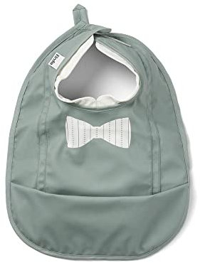 Elodie Details Baby Lätzchen mit Auffangschale - Abwaschbar - Skandinavisches Design - Wasserdicht - Pebble Green