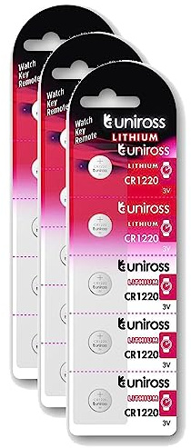 Uniross Pack de 3 x 5 Piles Lithium CR1220, 3V
