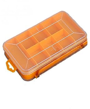 Caja de almacenamiento de herramientas de doble cara, caja organizadora transparente de piezas pequeñas, 13 compartimentos, caja de almacenamiento portátil para tornillos, tuercas, clavos (amarillo)