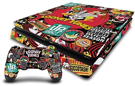 Head Case Designs Offizielle Looney Tunes Sticker-Collage Graphics Und Charaktere Vinyl Haut Gaming Aufkleber Abziehbild kompatibel mit Sony PlayStation 4 PS4 Slim Console and DualShock 4 Controller