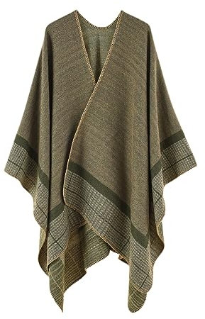 Disimlarl Damen-Umhang, Kaschmir-Schal, klassischer Vintage-Umhang, Retro-Strickjacke, Winter, weich, große Decke, Army En8, One size