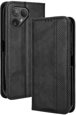 RonRun Coque Compatible ave Fairphone 5, Étui à Rabat Portefeuille PU Cuir Multifonction Housse de Protection Antichoc, Noir