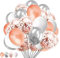 Rose Gold & White Balloons - 10 Inch Silver & Confetti Metallic Latex Balloons for Girls, Women, Birthday, Wedding, Baby Showers & Engagement Parties - 30 Pack