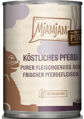 MjAMjAM - Premium Katzenfeuchtfutter - Pure Fleisch Genuss - Leckeres Pferd pur, 1 Packung (1 x 400g), Getreidefrei mit zusätzlichem Fleisch