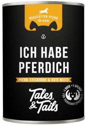 Tales & Tails Nassfutter für Hunde | Mit 75% Fleisch und nur Einer tierischen Proteinquelle | Monoprotein | Hohe Akzeptanz & Verträglichkeit | 400g Dosen (Pferd 1er Pack)