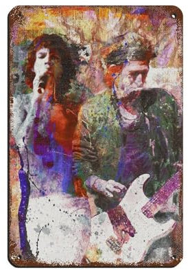 Keith Richards und Mick Jagger Poster Blechschild Vintage Metall Pub Club Cafe Bar Home Wandkunst Dekoration Poster Retro 20 x 30 cm