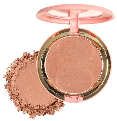 Beauty Searcher Schimmernder Bronzer Puder, natürliches sonnengeküsstes Finish, Kontur Highlighter Bronzer Blush Puder, Soft Touch Textur, vegane Formel Gesichts Makeup Kompakt (Sunset Bronzer)