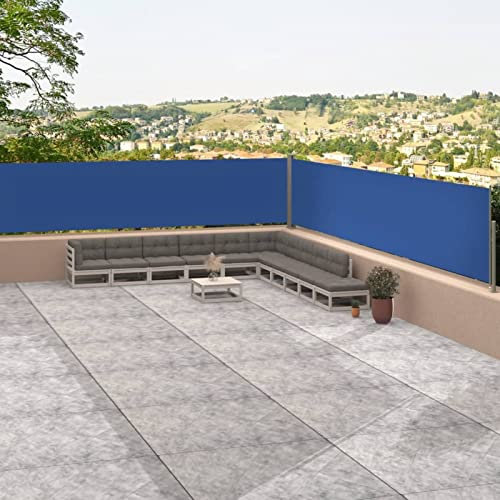LAPOOH Seitenmarkise Ausziehbar, Sichtschutz Garten, Senkrechtmarkise, Terrassen Sichtschutz, Markise Balkon, Balkon Sichtschutz, Blau 117x1200 cm