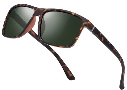 suoso Polarisiert Sonnenbrille Herren Damen Unisex Schwarz Retro Ultraleicht Rahmen UV400 Shutz Sonnenbrillen Polarisierte Klassische Brille für Fahren Geschäftsreise Reise G15/Leopardenmuster