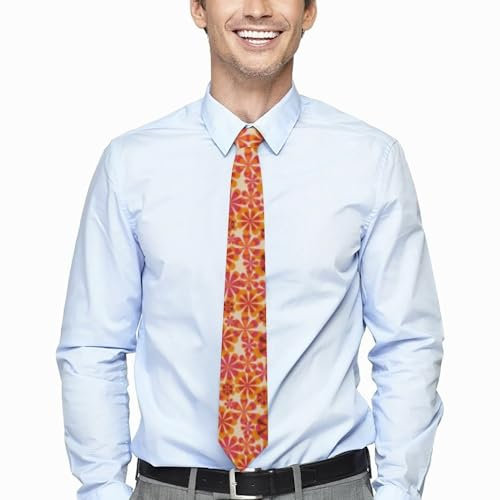 QTAVETEND 70er Jahre Retro Gänseblümchen Blumen Krawatte für Herren Weiche Krawatte für Hochzeit formelle Business, Stil:, Einheitsgröße