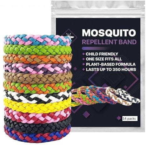 14 Family Packs Anti Mosquito Repellent Bracelet Leather Band Anti-Mosquito Bug,Insect Wristband for Kids,Adults and Pets,350 Hour Protection. Mosquito Repellent Bracelets.