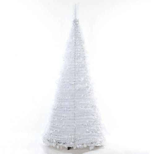 Árbol Navidad Emergente 6 Pies Con Hojas Artificiales Árbol Navidad Artificial Delgado Árbol Navidad Plegable Árbol Navidad Emergente Para Halloween Para Decoraciones Navideñas Fiestas El Hogar,blanca