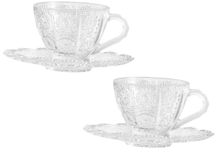 Garneck Juego De Tazas De Café Girasol 2 Juegos De Vasos De De Vidrio Prácticos y