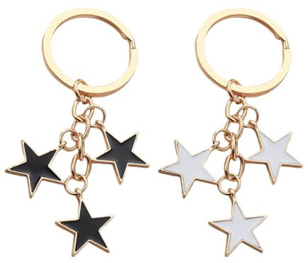 2 Porte-Clés Étoiles pour Filles, Porte-Clés Étoiles À Cinq Branches, Accessoires De Charme De Sac À Main, Charmes De Sac À Main, Accessoires De Porte-Clés De Sac À Dos