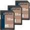 ByteFest Carte SD 32Go Lot de 3, Cartes SDHC Mémoire SD UHS-1 Classe 10, A1, U3, V30, Full HD Vidéo, pour Appareil Photo, DSLR, Photographe Professionnel