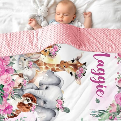 NIBESSER Babydecke mit Name Personalisierte Kinderdecke Baumwolle Individuelle Krabbeldecke doppelseitig Kuscheldecke Geschenk für Mädchen oder Jungen