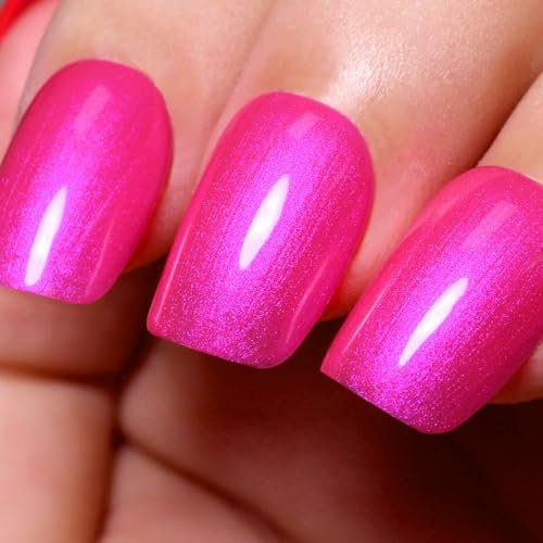 Ozzeal UV Nagellack Glitzer, 15ML HEMA Free Perlen Heiß Rosa Glitzer UV Gel Nagellack Glitzernder Schimmer Gel Nail Polish Herbst Winter Perle Gel Nagellack Soak Off UV Led