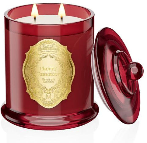 M&SENSE Cherry Tomatoes Duftkerzen im Glas,Duftkerze Geschenke für Männer&Frauen, 12.7oz Natürliches Sojawachs, Langlebige Lang Brennende Glaskerze für Zuhause Duftend